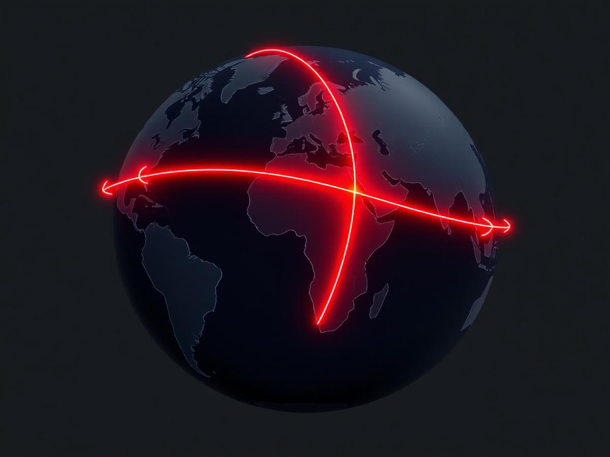 Illustrated globe showing export shipping routes from the United States to international markets